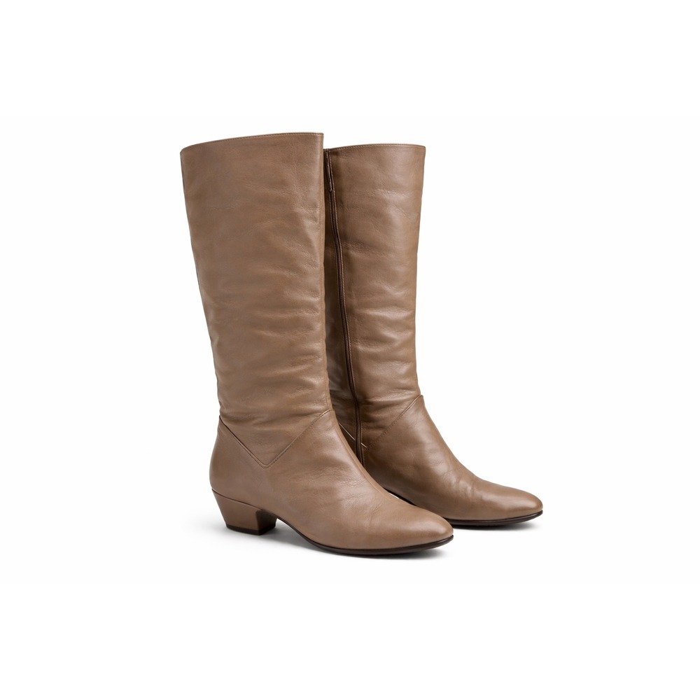 Joyce California Women's Taupe Brown Leather‎ Slouch Knee High Boots Size 5.5M